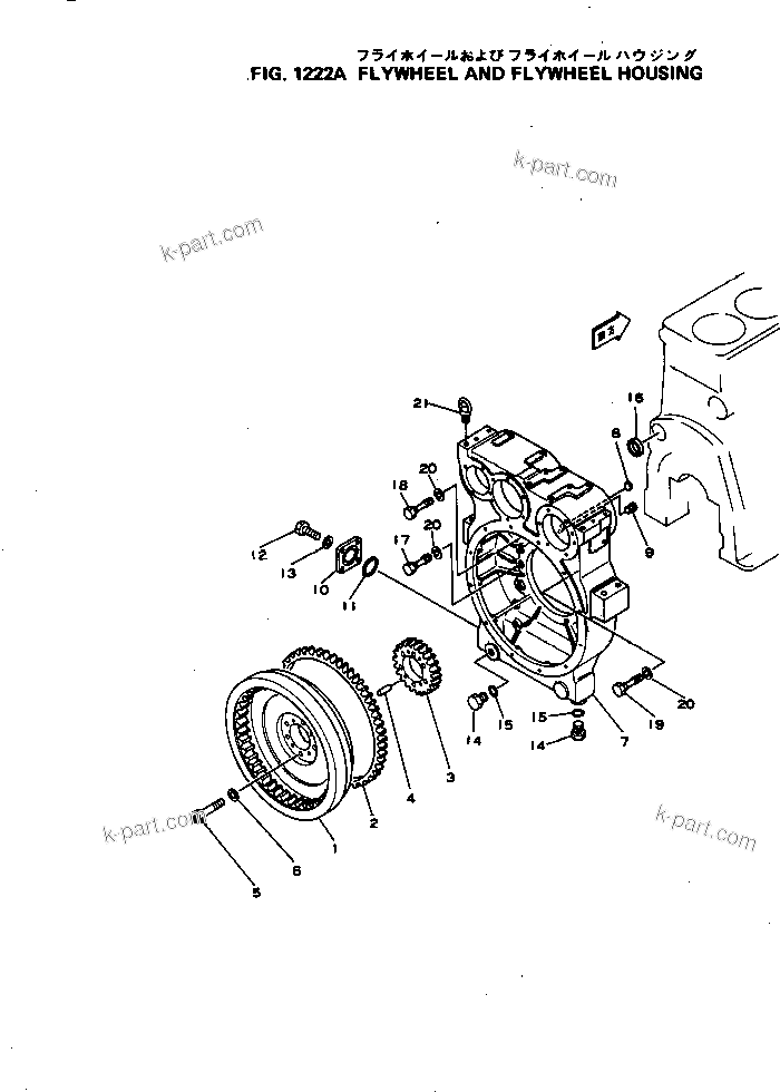 Komatsu parts book diagram for NH-220-CI-2V S/N 141402-UP: FLYWHEEL AND FLYWHEEL HOUSING