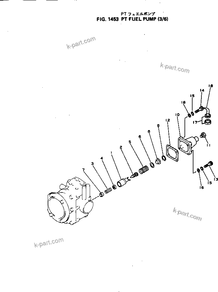 Komatsu parts book diagram for NH-220-CI-2V S/N 141402-UP: PT FUEL PUMP (3/6)