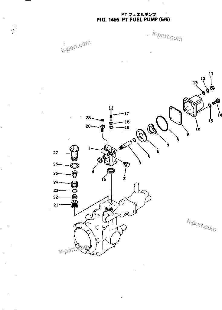 Komatsu parts book diagram for NH-220-CI-2V S/N 141402-UP: PT FUEL PUMP (5/6)