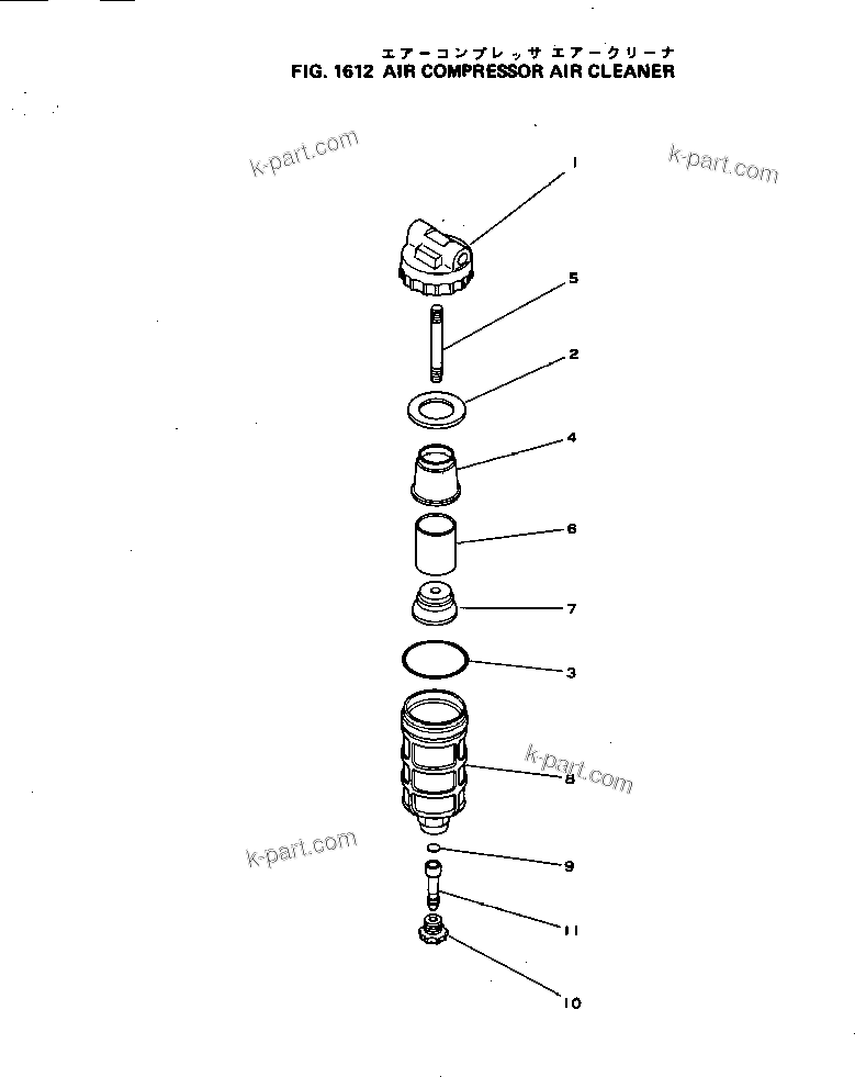 Komatsu parts book diagram for NH-220-CI-2V S/N 141402-UP: AIR COMPRESSOR AIR CLEANER