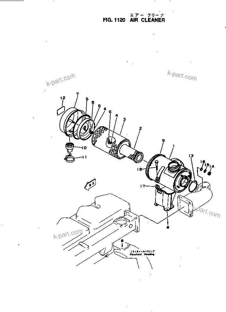 Komatsu parts book diagram for NH-220-CI-2K S/N 100101-UP: AIR CLEANER