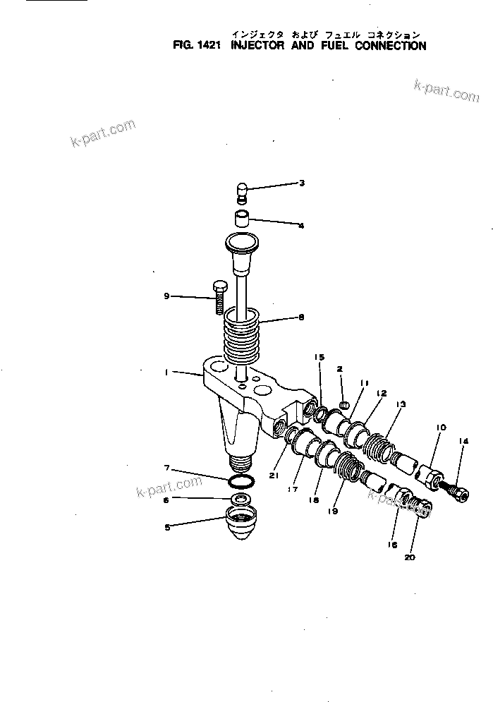 Komatsu parts book diagram for NH-220-CI-2K S/N 100101-UP: INJECTOR AND FUEL CONNECTION
