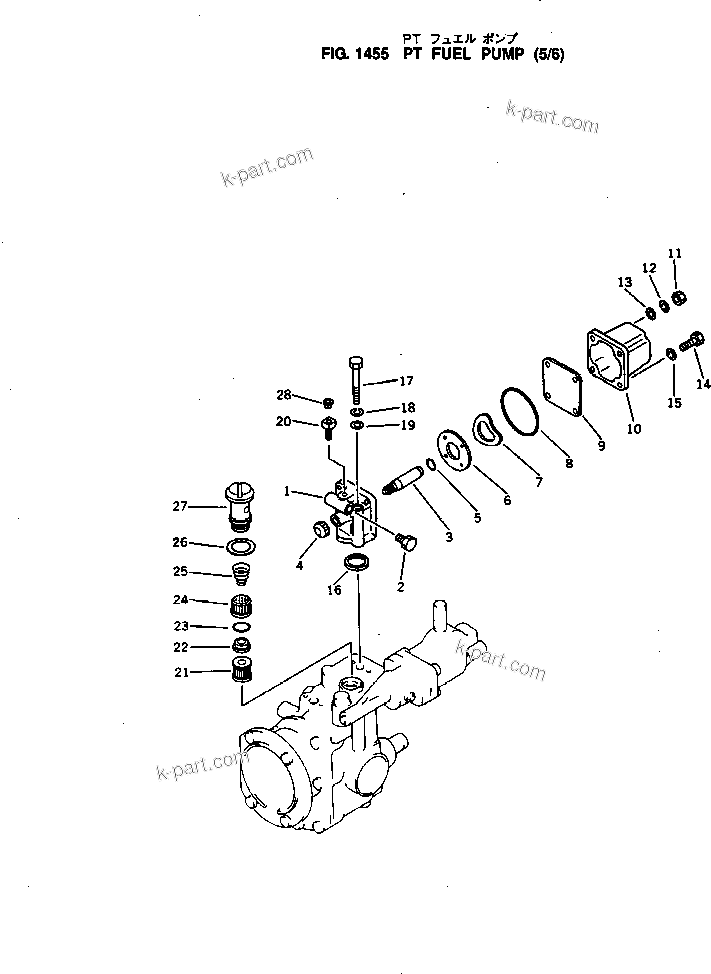 Komatsu parts book diagram for NH-220-CI-2K S/N 100101-UP: PT FUEL PUMP (5/6)