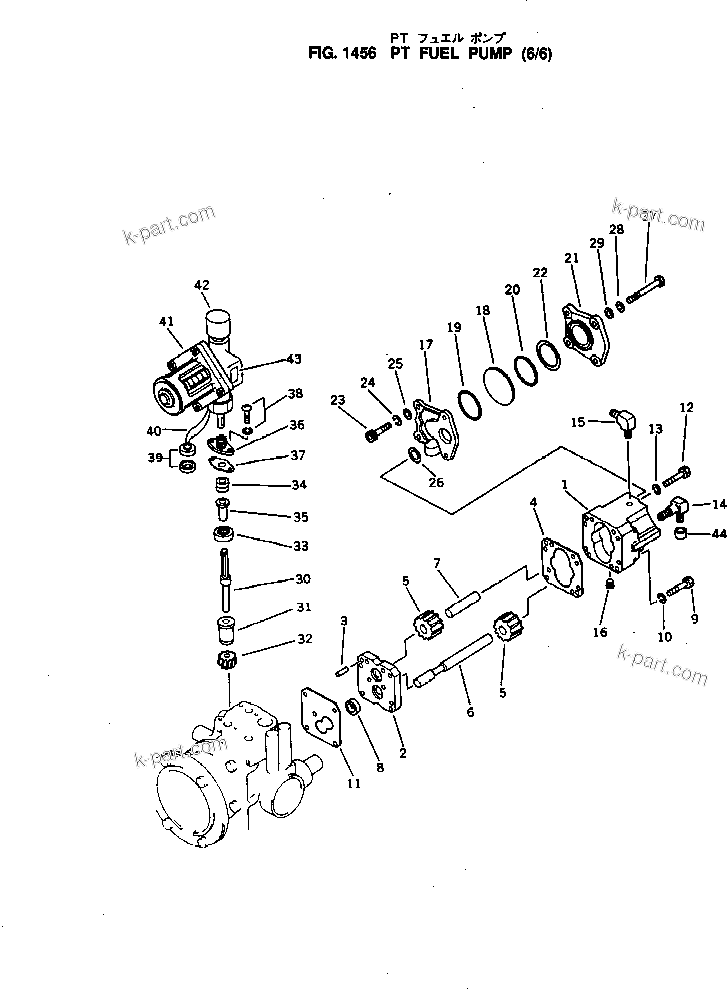 Komatsu parts book diagram for NH-220-CI-2K S/N 100101-UP: PT FUEL PUMP (6/6)