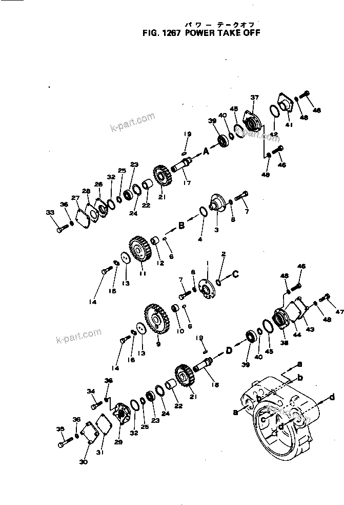 Komatsu parts book diagram for NH-220-CI-2AA S/N 143358-UP: POWER TAKE OFF