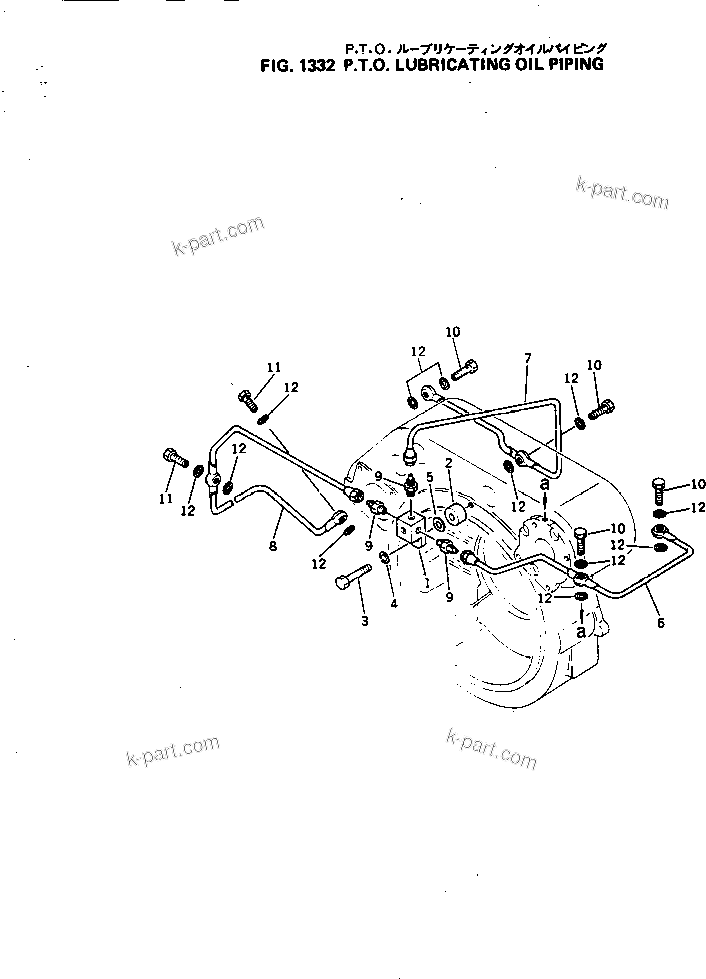 Komatsu parts book diagram for NH-220-CI-2AA S/N 143358-UP: P.T.O. LUBRICATING OIL PIPING