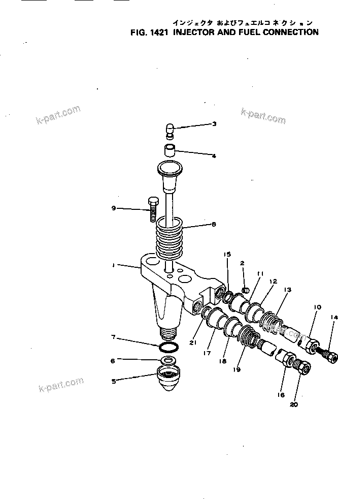 Komatsu parts book diagram for NH-220-CI-2AA S/N 143358-UP: INJECTOR AND FUEL CONNECTION
