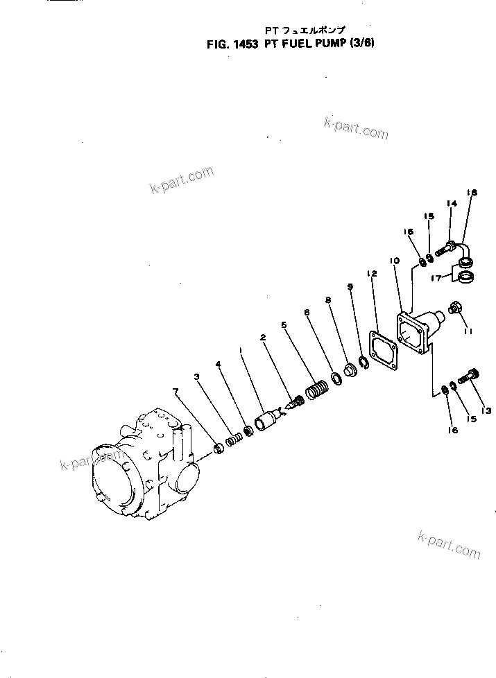 Komatsu parts book diagram for NH-220-CI-2AA S/N 143358-UP: PT FUEL PUMP (3/6)
