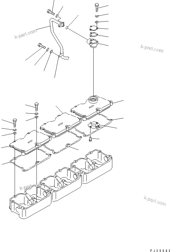 Komatsu parts book diagram for NT-855-1A S/N 139838-UP: ROCKER ARM HOUSING COVER