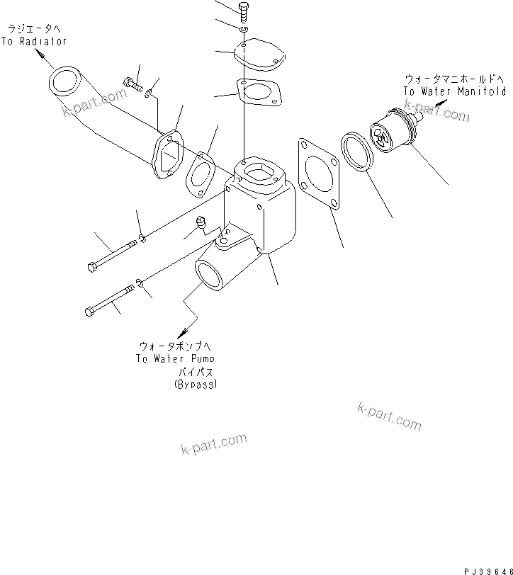 Komatsu parts book diagram for NT-855-1A S/N 139838-UP: THERMOSTAT