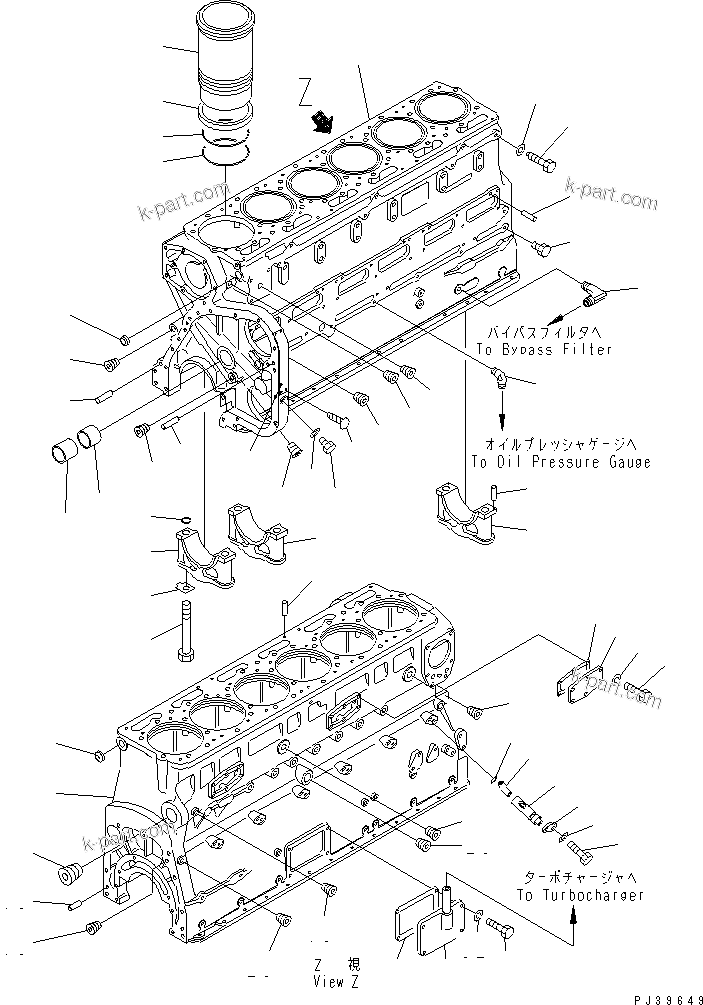 Komatsu parts book diagram for NT-855-1A S/N 139838-UP: CYLINDER BLOCK