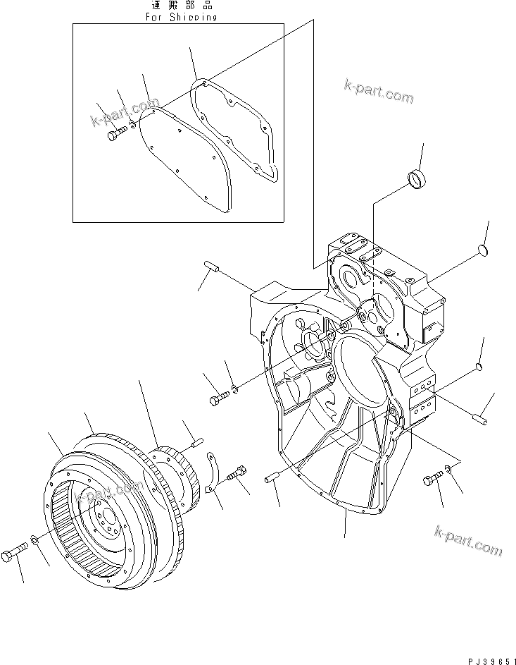 Komatsu parts book diagram for NT-855-1A S/N 139838-UP: FLYWHEEL AND FLYWHEEL HOUSING