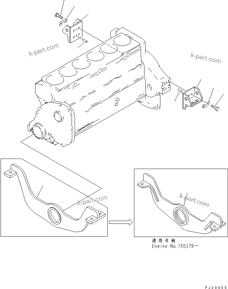 Komatsu parts book diagram for NT-855-1A S/N 139838-UP: ENGINE SUPPORT
