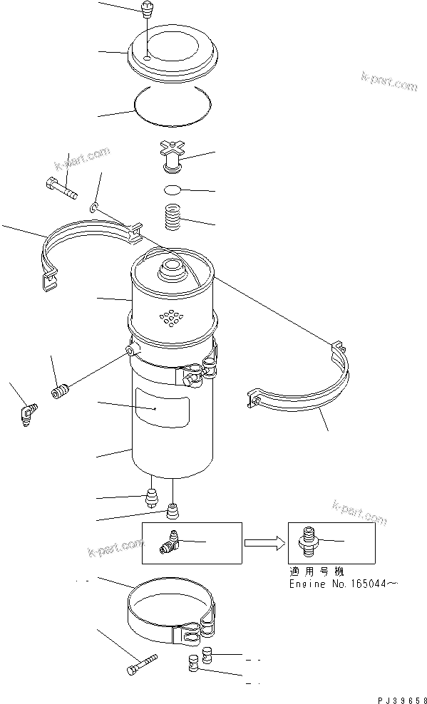 Komatsu parts book diagram for NT-855-1A S/N 139838-UP: LUBRICATING OIL BYPASS FILTER