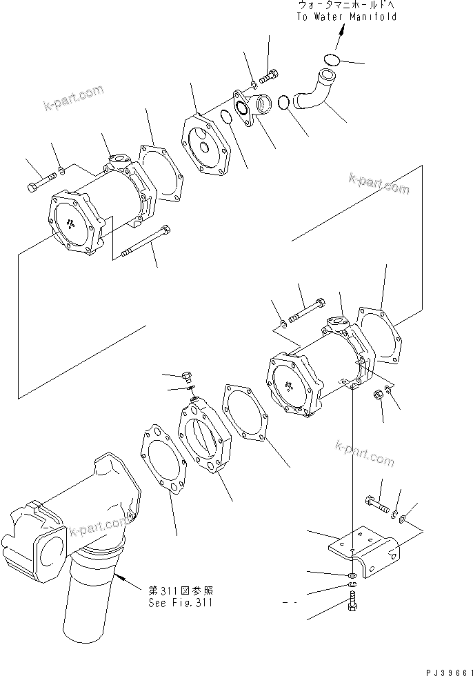Komatsu parts book diagram for NT-855-1A S/N 139838-UP: LUBRICATING OIL COOLER (MAIN CLUTCH)