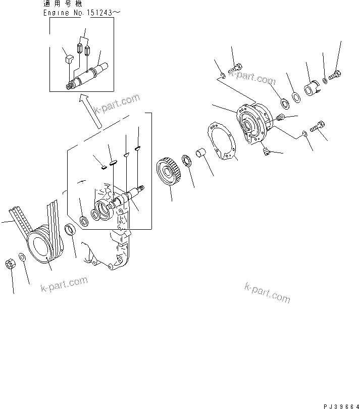 Komatsu parts book diagram for NT-855-1A S/N 139838-UP: PT FUEL PUMP DRIVE