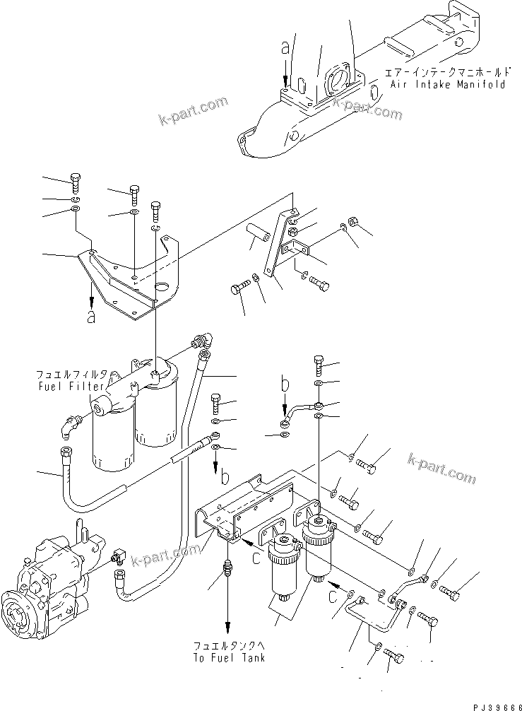 Komatsu parts book diagram for NT-855-1A S/N 139838-UP: WATER SEPARATOR AND PIPING(#155379-)