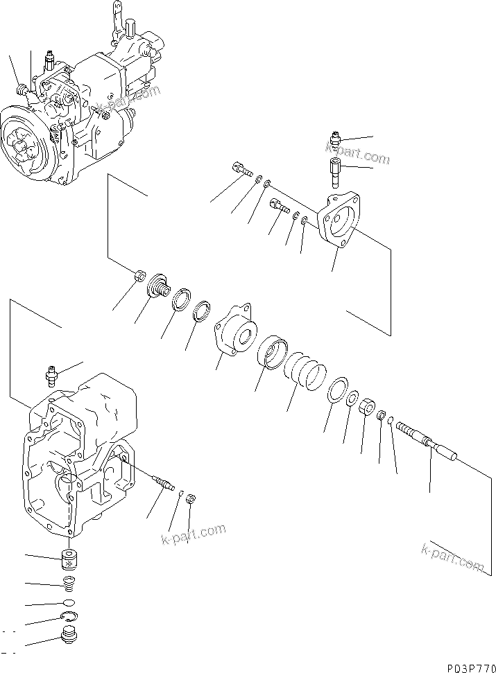 Komatsu parts book diagram for NT-855-1A S/N 139838-UP: PT FUEL PUMP (2/7)