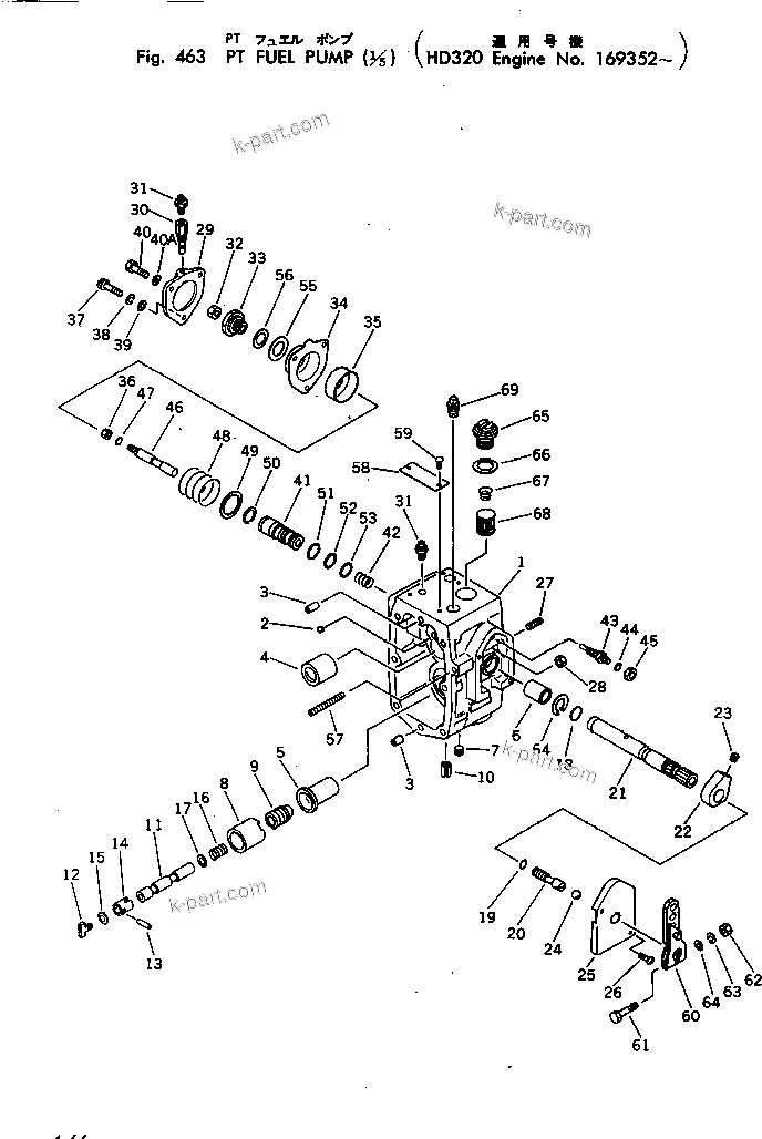 Komatsu parts book diagram for NTA-855-1A S/N 102754-UP: PT FUEL PUMP (1/5)(#169352-)