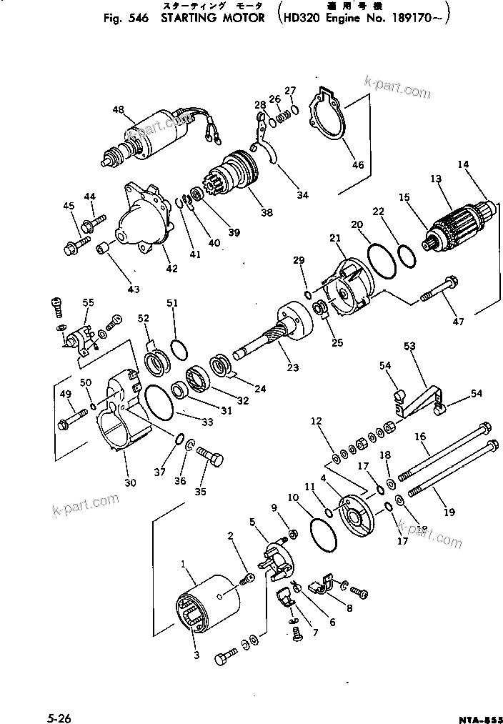 Komatsu parts book diagram for NTA-855-1A S/N 102754-UP: STARTING MOTOR (11KW)(#189710-)