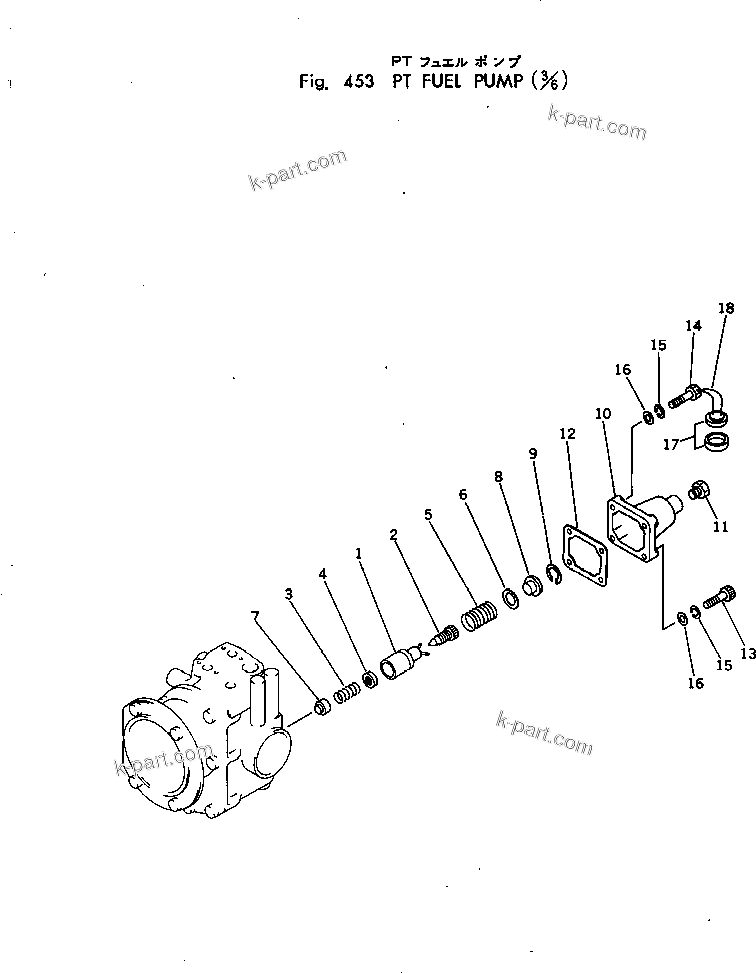 Komatsu parts book diagram for NTC-743-1B S/N 108380-UP: PT FUEL PUMP (3/6)