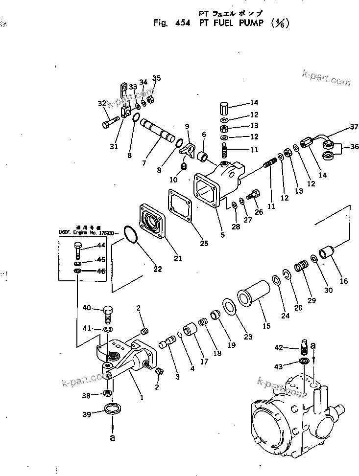 Komatsu parts book diagram for NTC-743-1B S/N 108380-UP: PT FUEL PUMP (4/6)