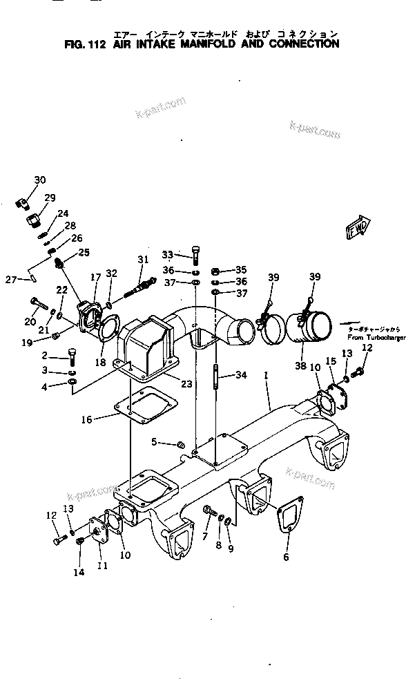 Komatsu parts book diagram for NTO-6-CI-1B S/N 25762-UP: AIR INTAKE MANIFOLD AND CONNECTION