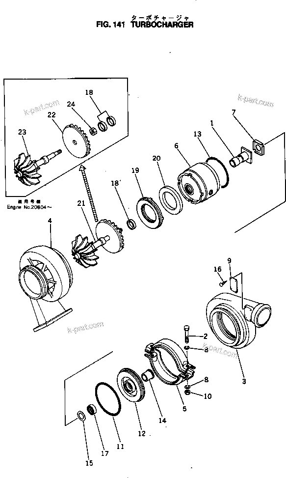 Komatsu parts book diagram for NTO-6-CI-1B S/N 25762-UP: TURBOCHARGER