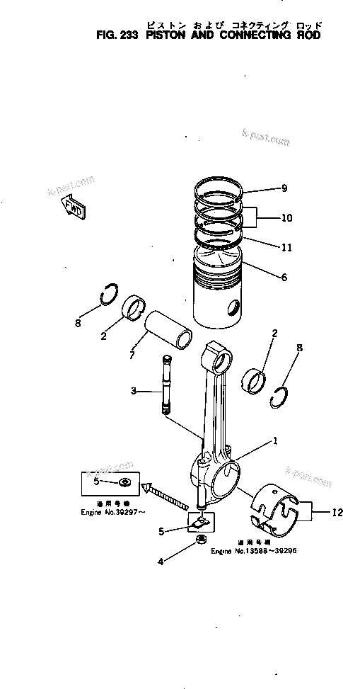 Komatsu parts book diagram for NTO-6-CI-1B S/N 25762-UP: PISTON AND CONNECTING ROD