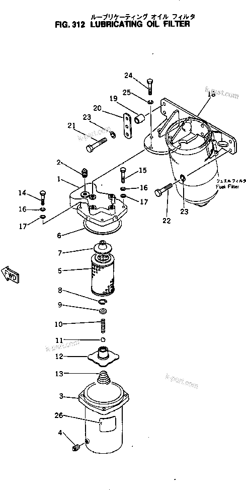 Komatsu parts book diagram for NTO-6-CI-1B S/N 25762-UP: LUBRICATING OIL FILTER