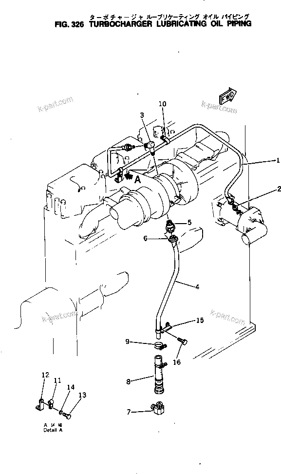 Komatsu parts book diagram for NTO-6-CI-1B S/N 25762-UP: TURBOCHARGER LUBRICATING OIL PIPING