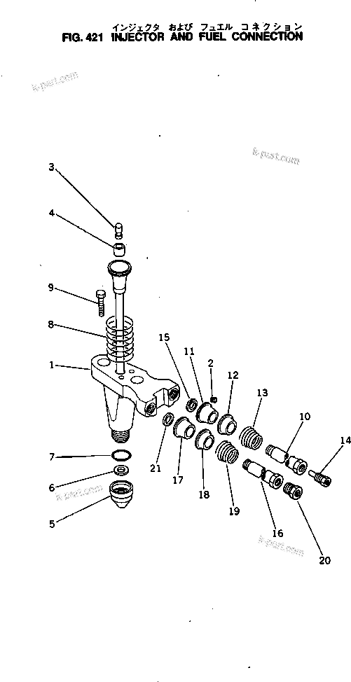 Komatsu parts book diagram for NTO-6-CI-1B S/N 25762-UP: INJECTOR AND FUEL CONNECTION
