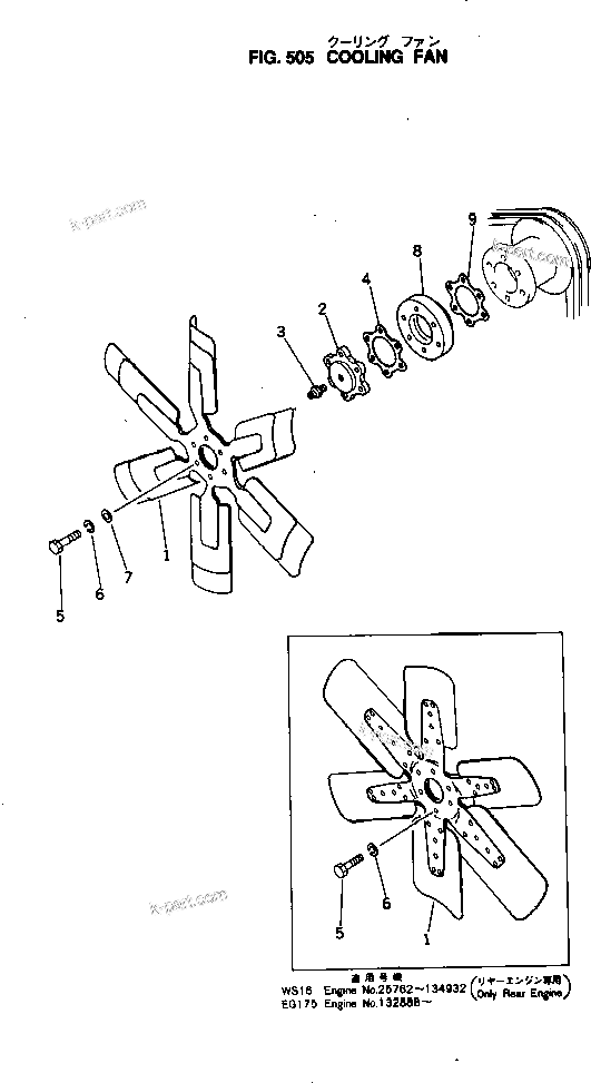 Komatsu parts book diagram for NTO-6-CI-1B S/N 25762-UP: COOLING FAN