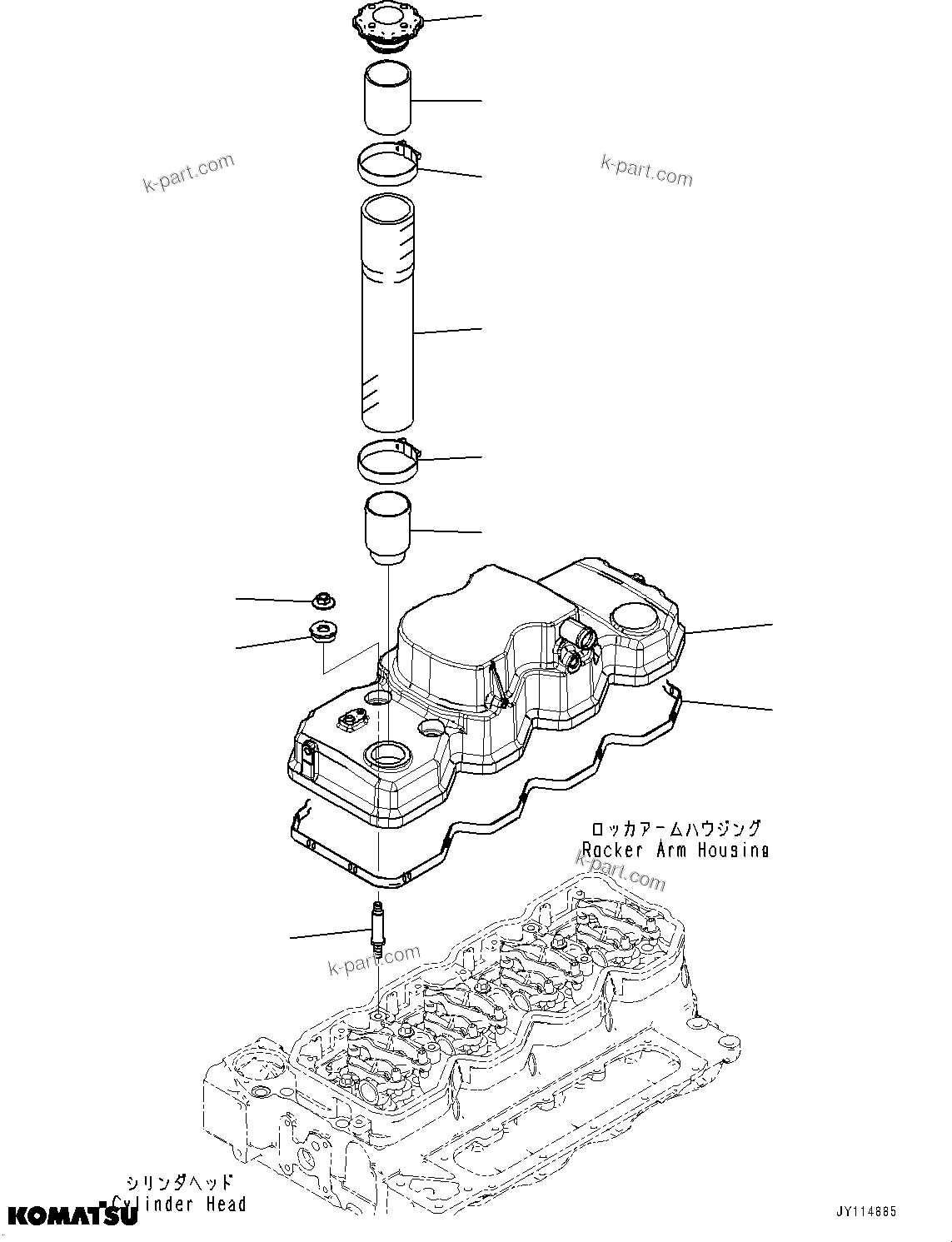 Komatsu parts book diagram for SAA4D107E-5 S/N 26799788-UP (For PC220LC-12): HEAD COVER