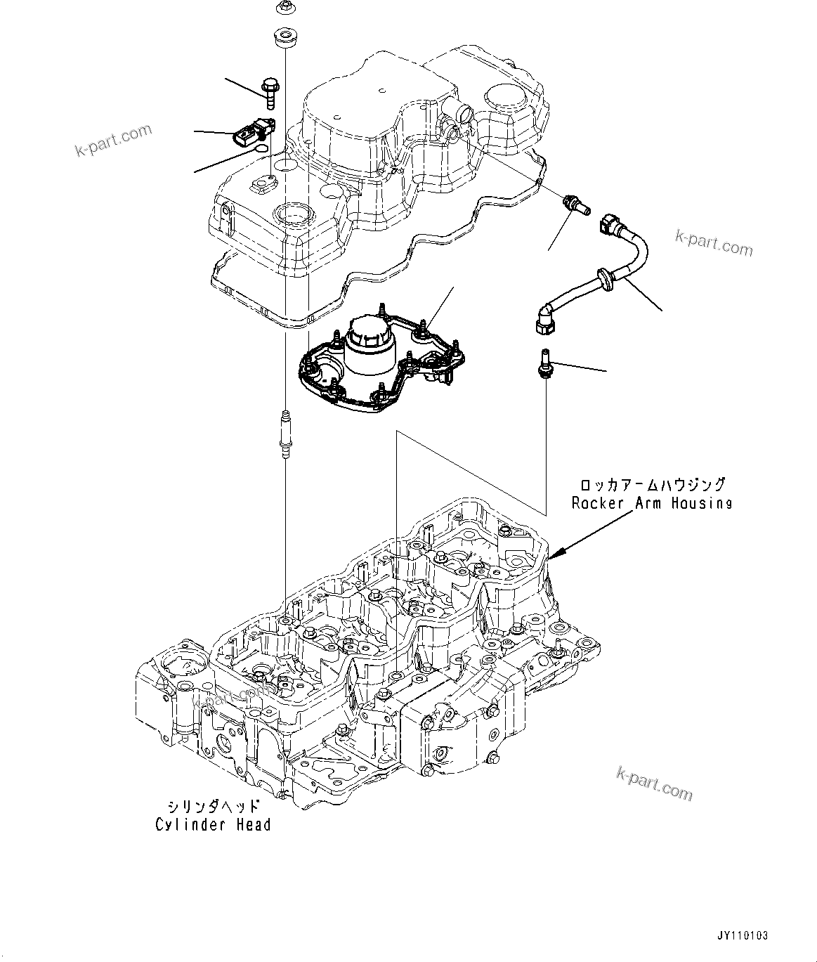 Komatsu parts book diagram for SAA4D107E-5 S/N 26799788-UP (For PC220LC-12): BREATHER