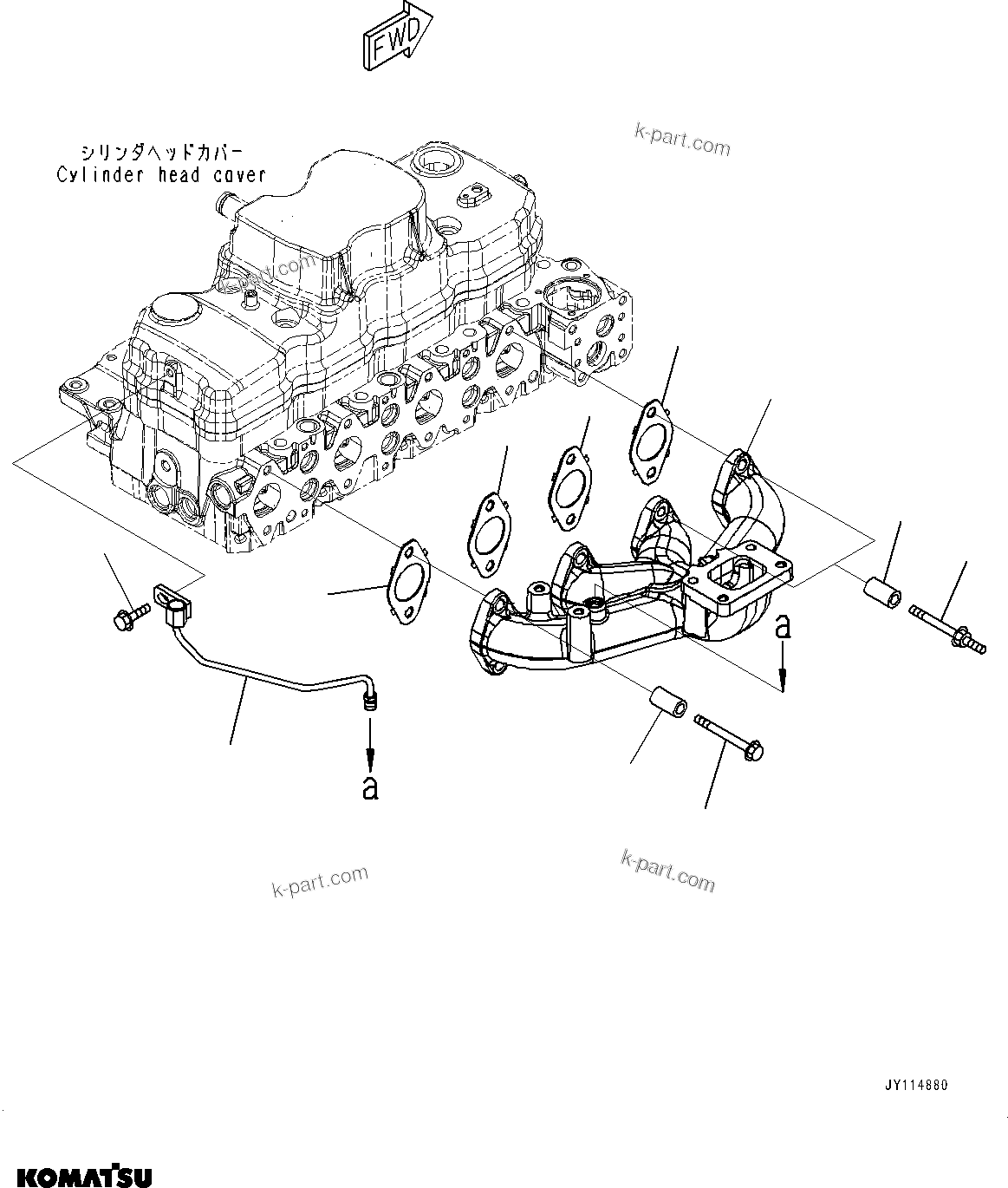Komatsu parts book diagram for SAA4D107E-5 S/N 26799788-UP (For PC220LC-12): EXHAUST MANIFOLD