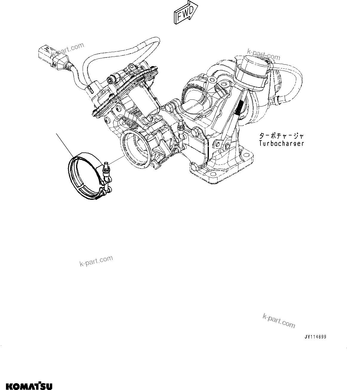 Komatsu parts book diagram for SAA4D107E-5 S/N 26799788-UP (For PC220LC-12): EXHAUST CONNECTOR CLAMP
