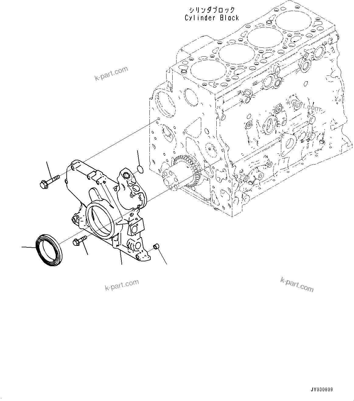 Komatsu parts book diagram for SAA4D107E-5 S/N 26799788-UP (For PC220LC-12): FRONT GEAR COVER