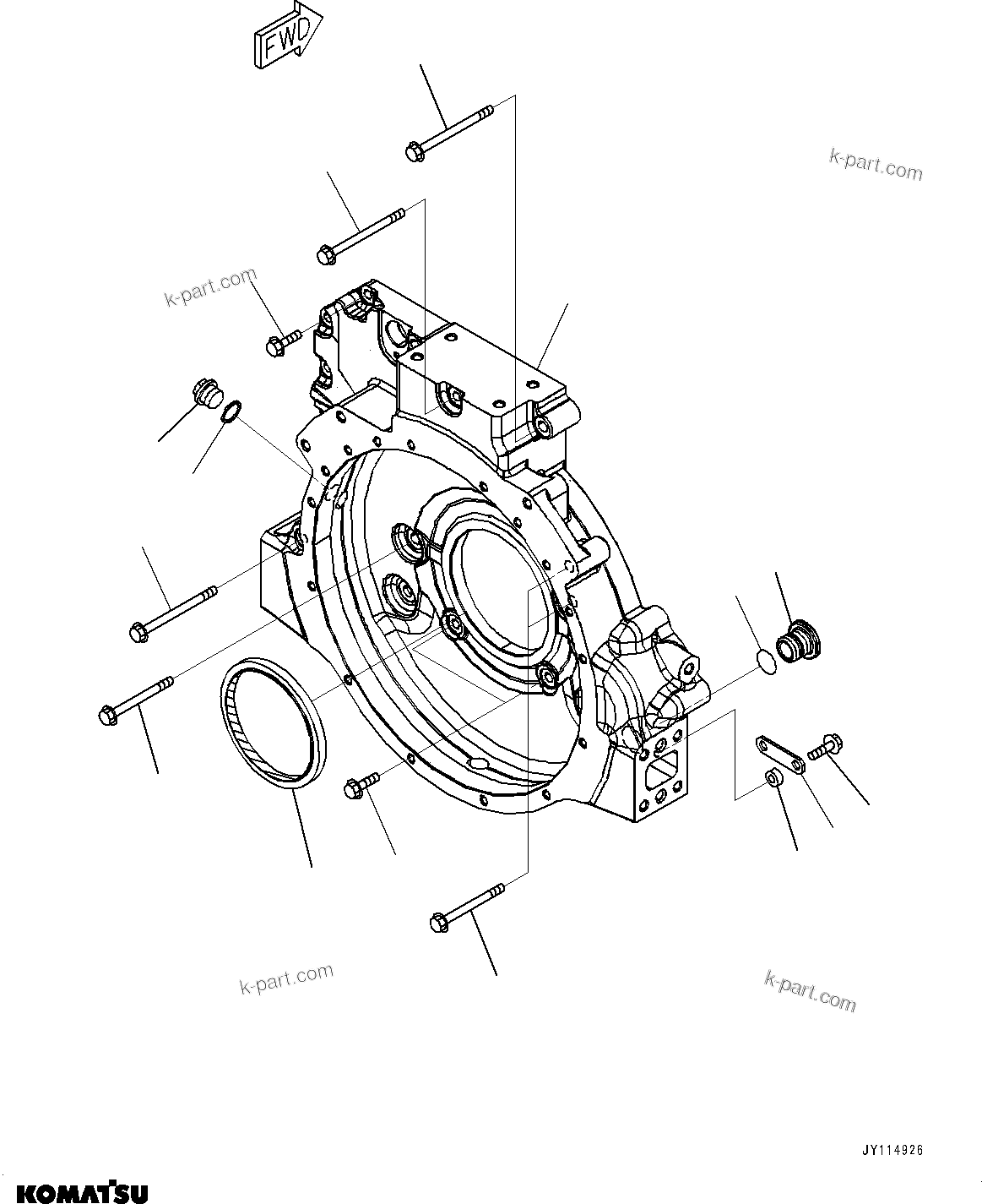 Komatsu parts book diagram for SAA4D107E-5 S/N 26799788-UP (For PC220LC-12): FLYWHEEL HOUSING