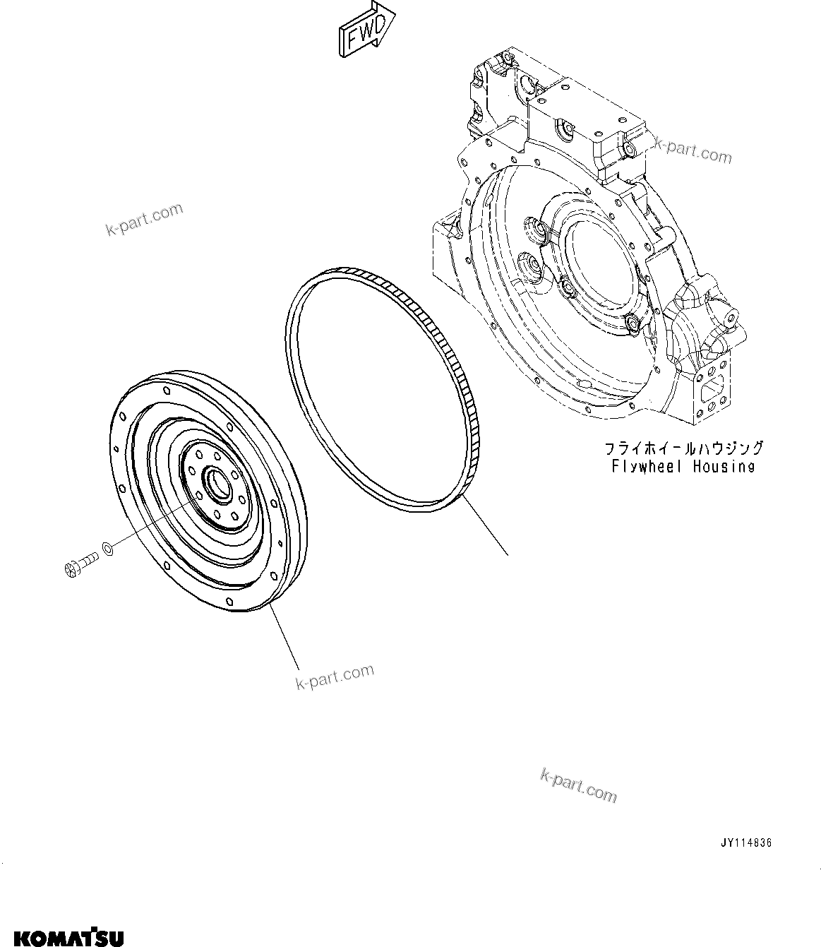 Komatsu parts book diagram for SAA4D107E-5 S/N 26799788-UP (For PC220LC-12): FLYWHEEL