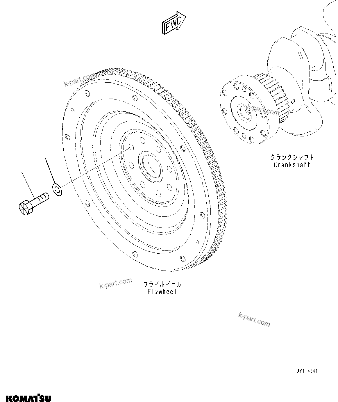 Komatsu parts book diagram for SAA4D107E-5 S/N 26799788-UP (For PC220LC-12): FLYWHEEL MOUNTING