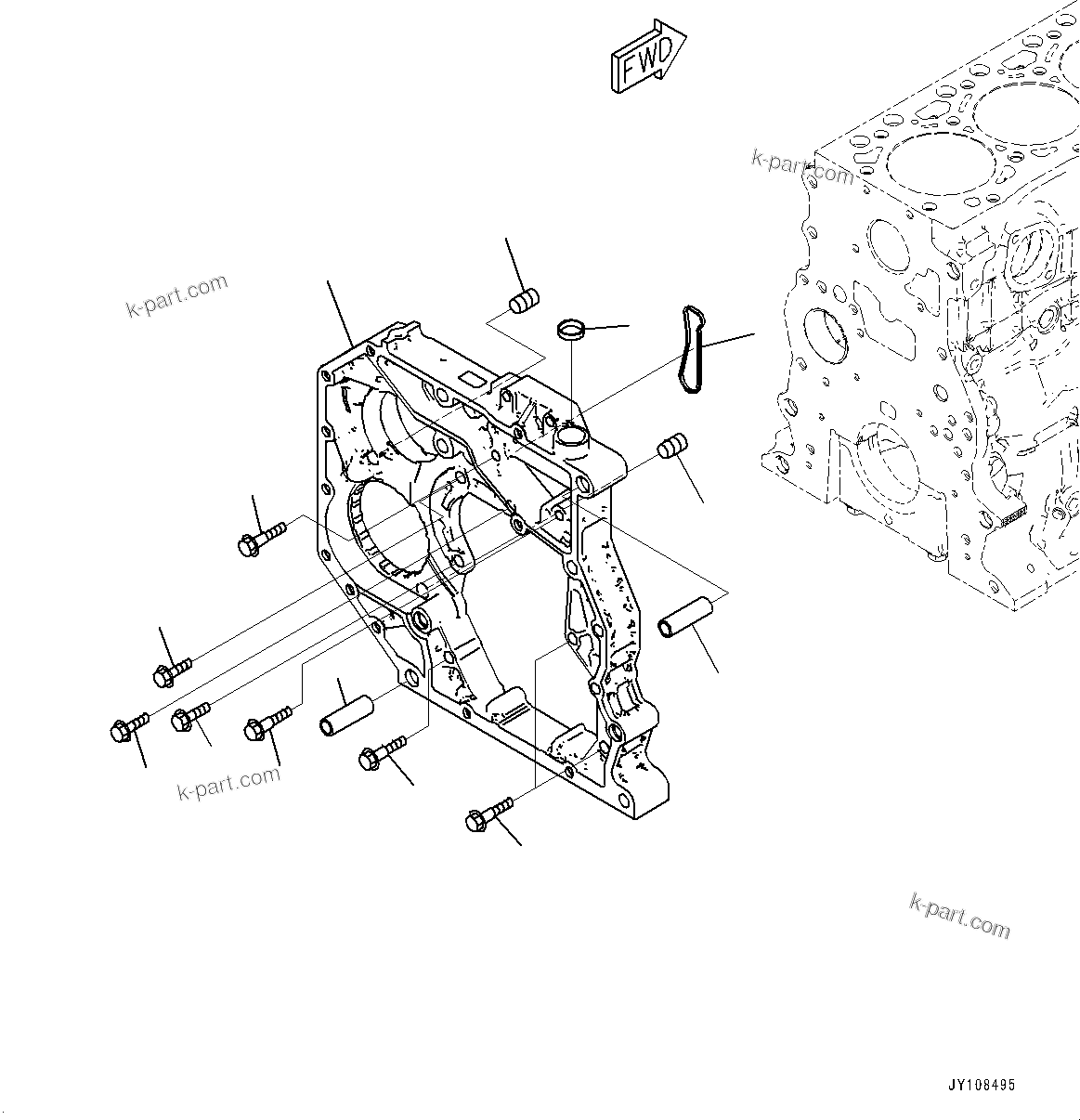 Komatsu parts book diagram for SAA4D107E-5 S/N 26799788-UP (For PC220LC-12): REAR GEAR HOUSING