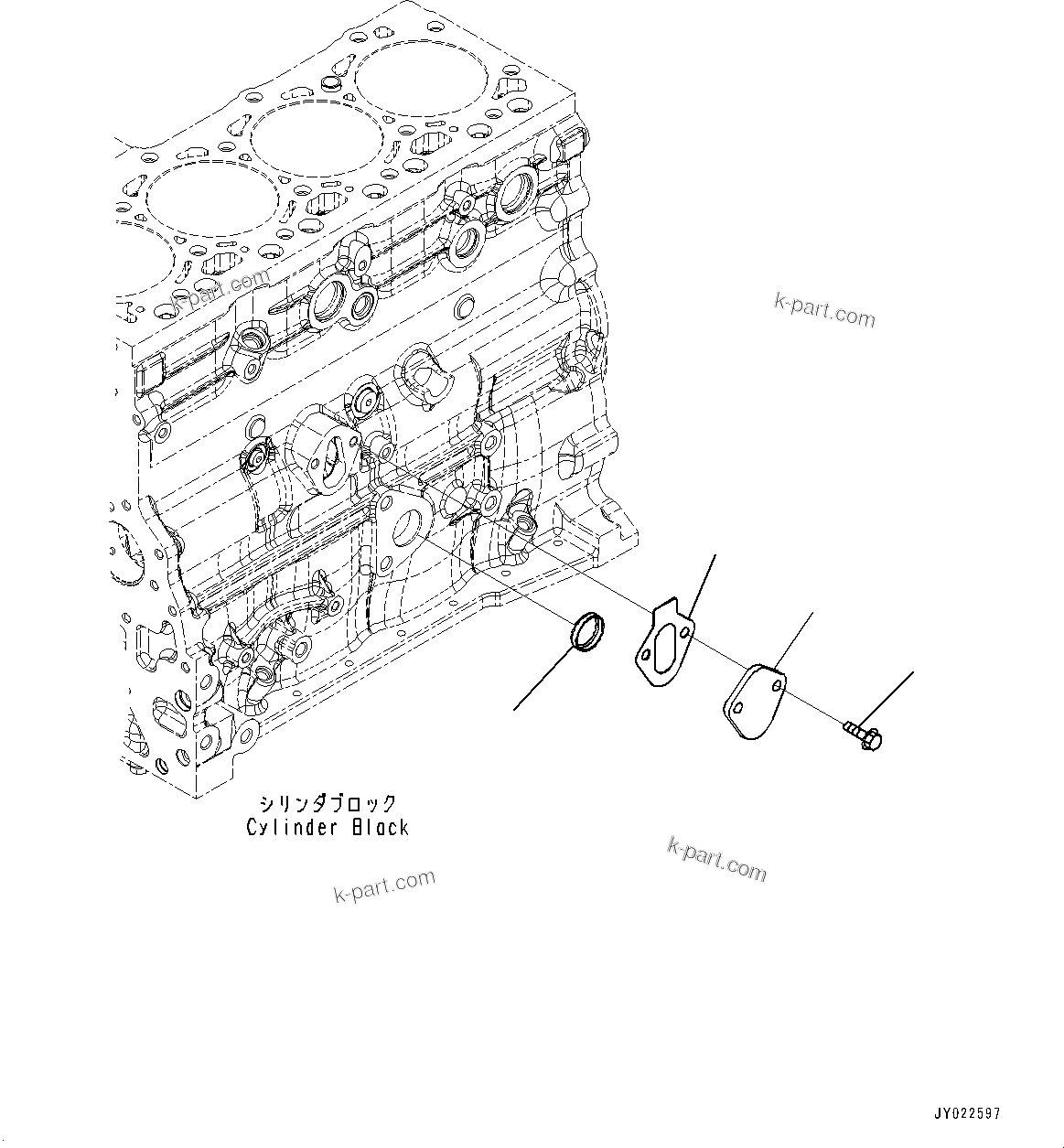 Komatsu parts book diagram for SAA4D107E-5 S/N 26799788-UP (For PC220LC-12): CYLINDER BLOCK BLIND PLUG