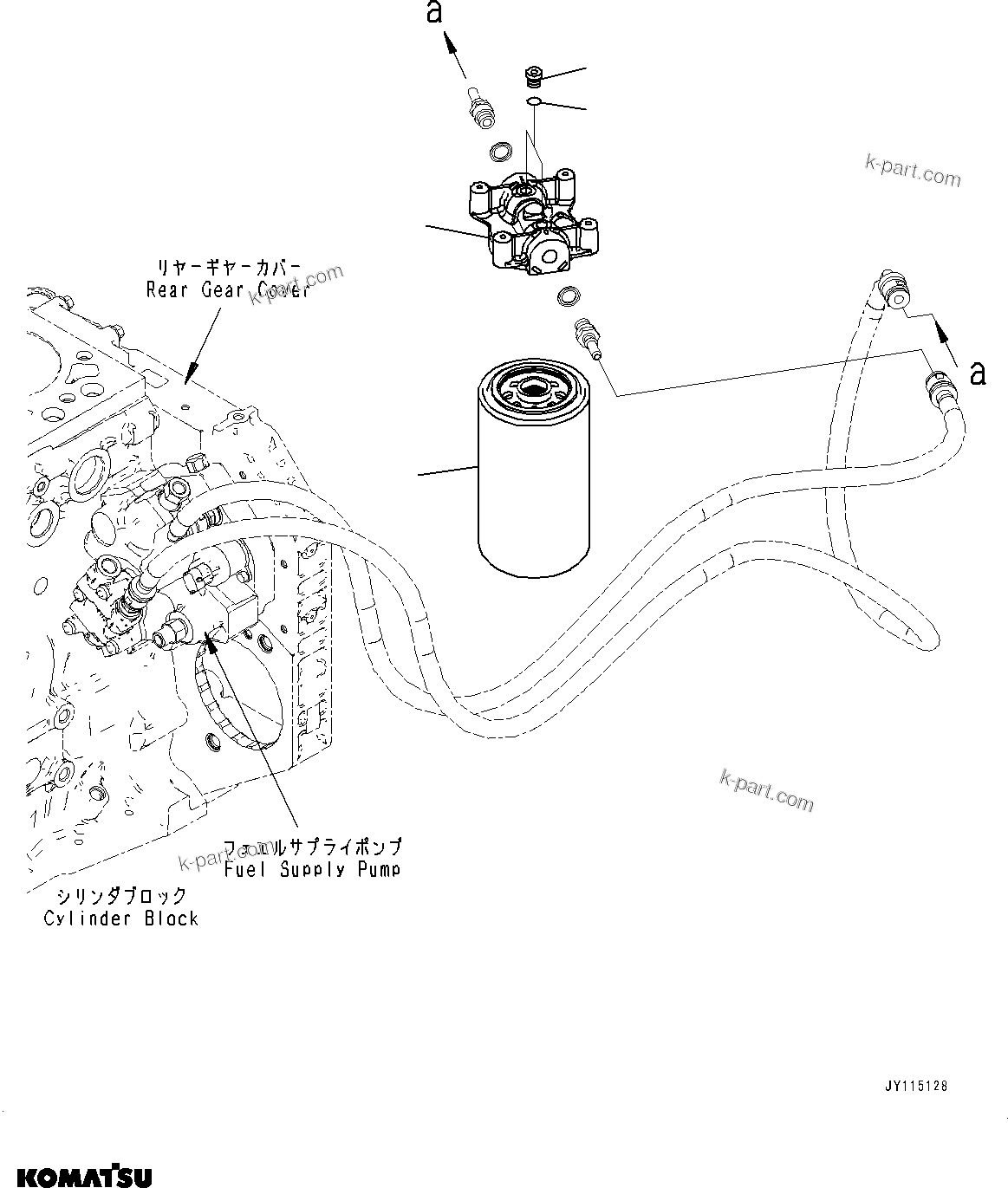 Komatsu parts book diagram for SAA4D107E-5 S/N 26799788-UP (For PC220LC-12): FUEL FILTER