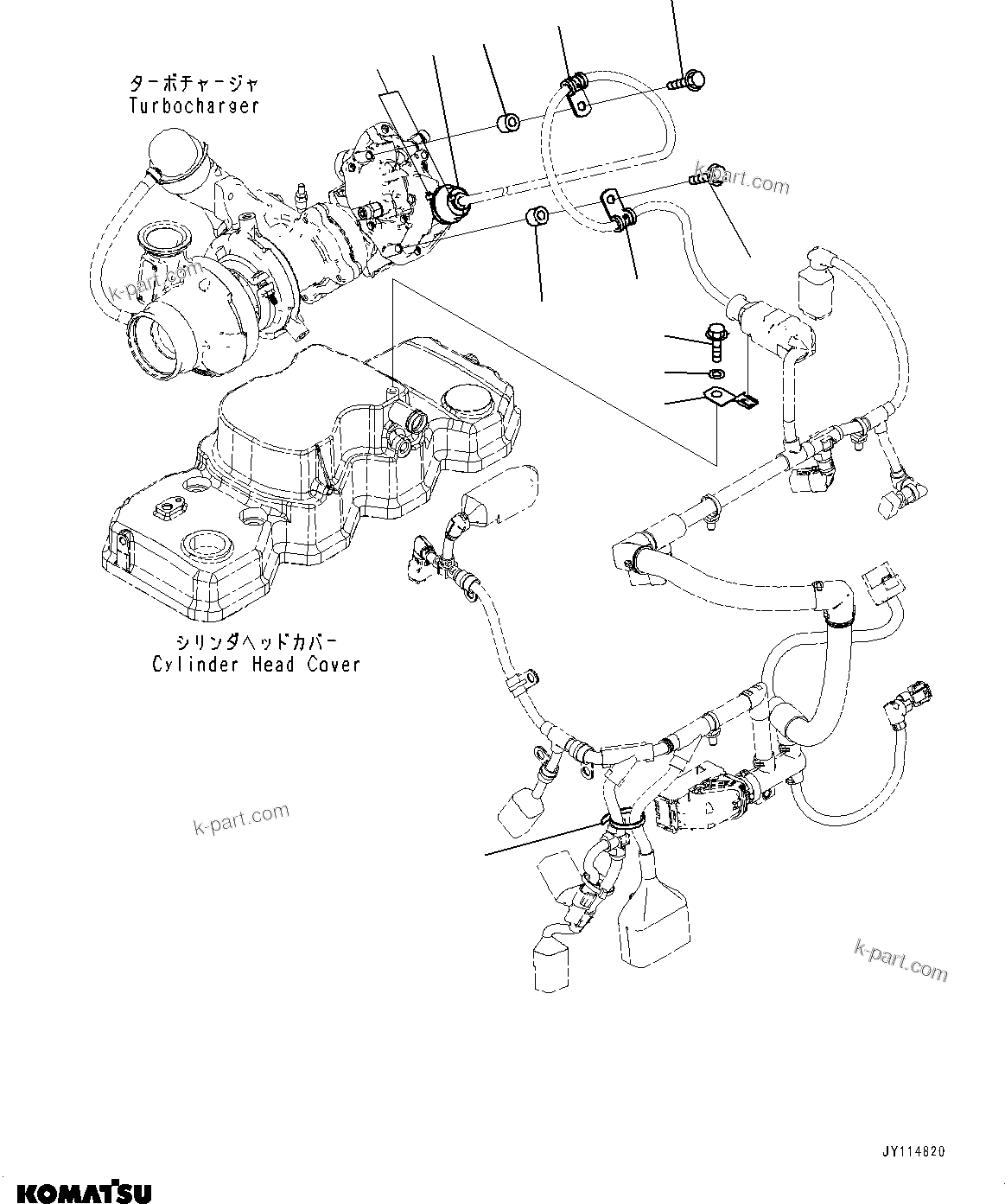 Komatsu parts book diagram for SAA4D107E-5 S/N 26799788-UP (For PC220LC-12): WIRING HARNESS CLIP