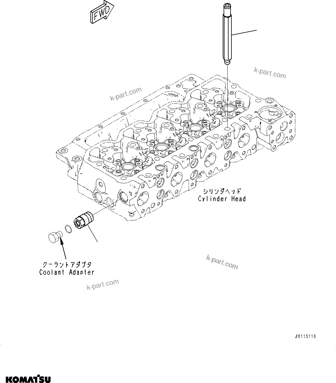 Komatsu parts book diagram for SAA4D107E-5 S/N 26799788-UP (For PC220LC-12): ENGINE RELATED PARTS, HEATER CONNECTOR