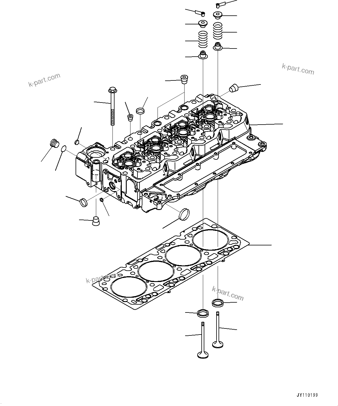 Komatsu parts book diagram for SAA4D107E-5 S/N 26799788-UP (For PC220LCI-12): CYLINDER HEAD