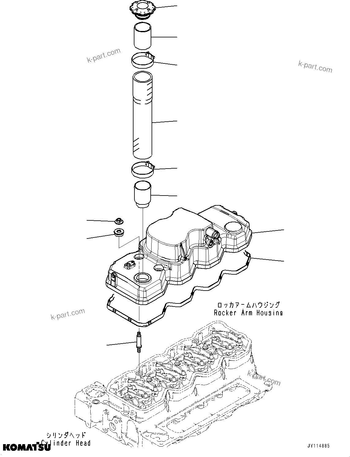 Komatsu parts book diagram for SAA4D107E-5 S/N 26799788-UP (For PC220LCI-12): HEAD COVER
