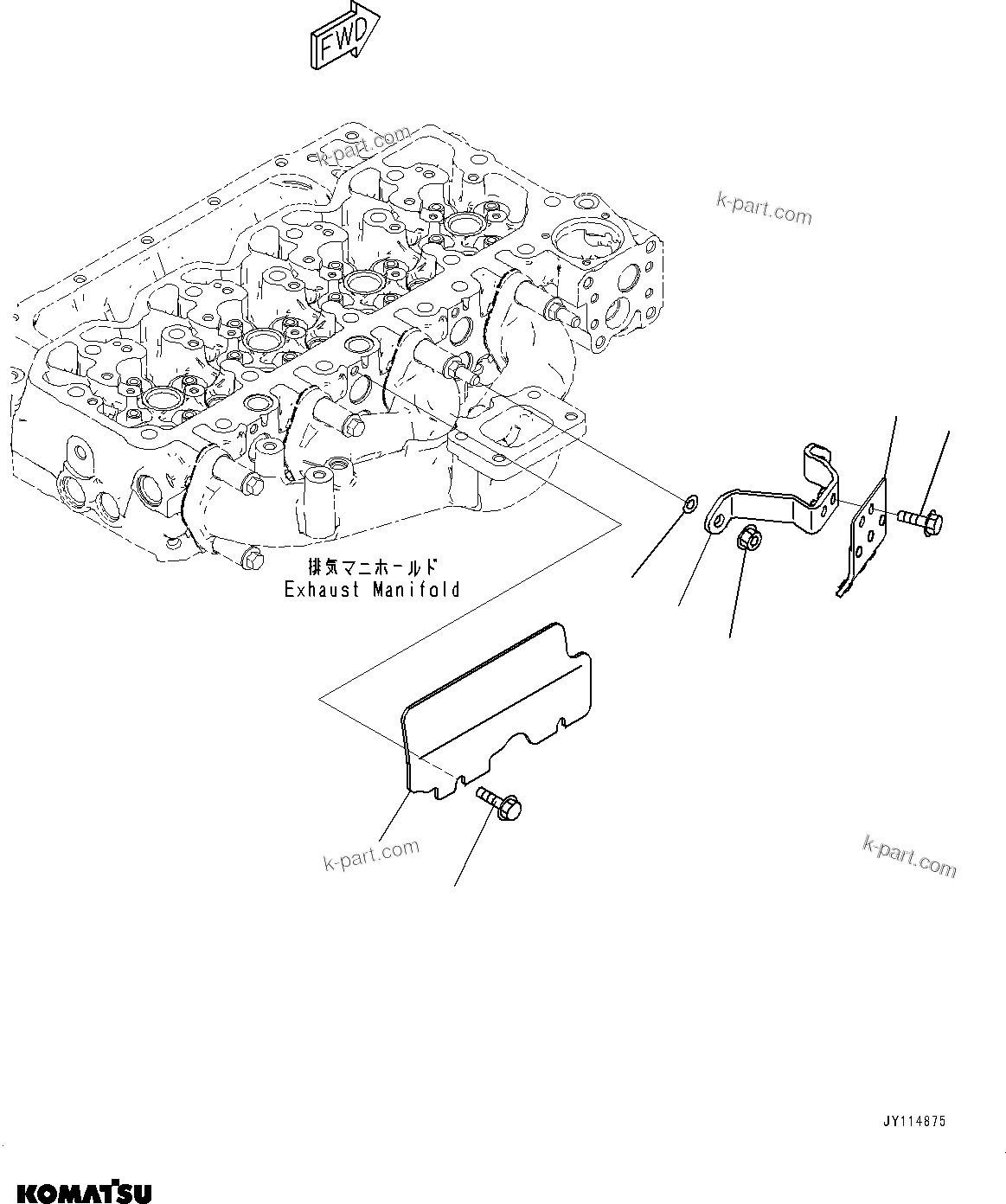 Komatsu parts book diagram for SAA4D107E-5 S/N 26799788-UP (For PC220LCI-12): HEAT SHIELD