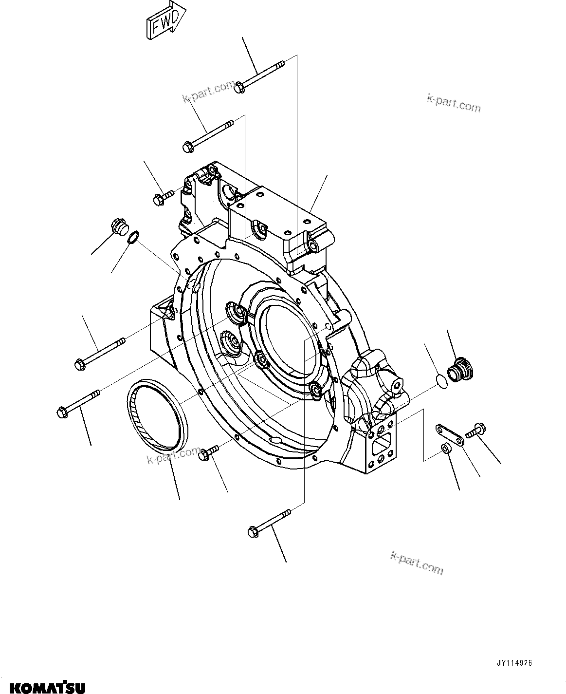 Komatsu parts book diagram for SAA4D107E-5 S/N 26799788-UP (For PC220LCI-12): FLYWHEEL HOUSING